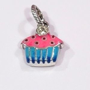 BRIGHTON RETIRED CUPCAKE PINK & BLUE BIRTHDAY PARTY CHARM NWOT